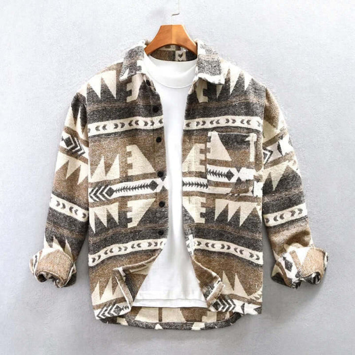 Giacca-camicia con stampa azteca del sud-ovest