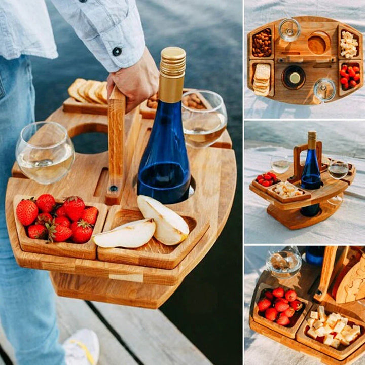 Tavolo da vino portatile in legno per picnic