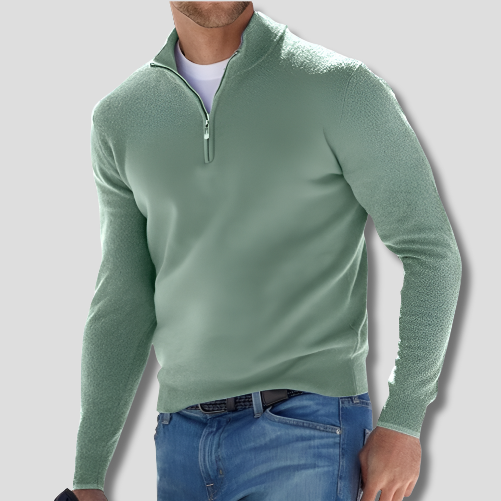Maglione da uomo in maglia di cotone con collo con cerniera