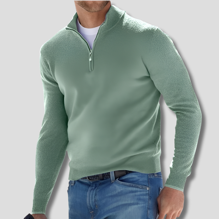 Maglione da uomo in maglia di cotone con collo con cerniera