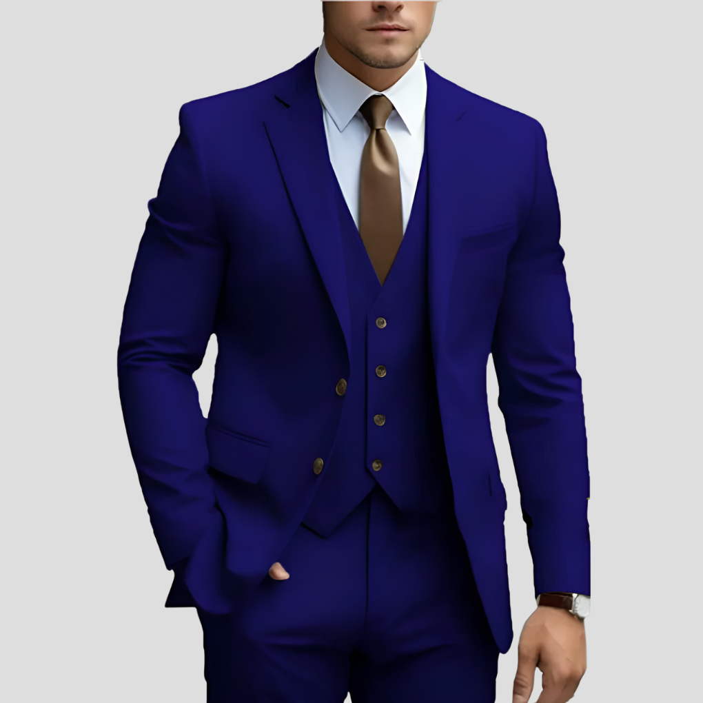 Abito da uomo elegante, 3 pezzi, beige, vestibilità slim