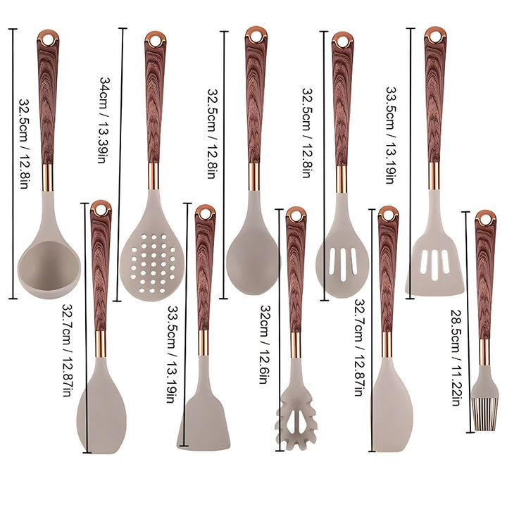 Set di utensili da cucina in silicone Luxe da 10 pezzi