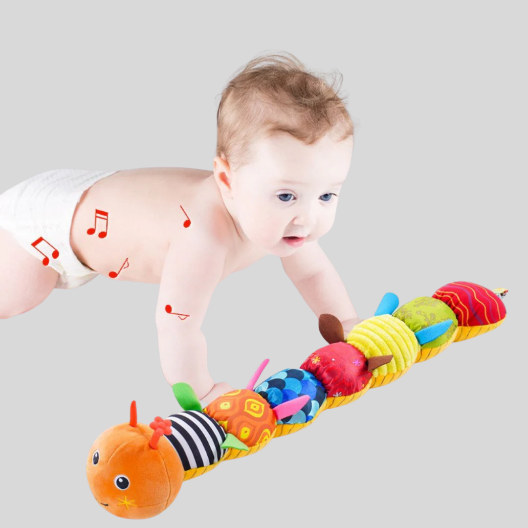 Sonajero de peluche en forma de gusano