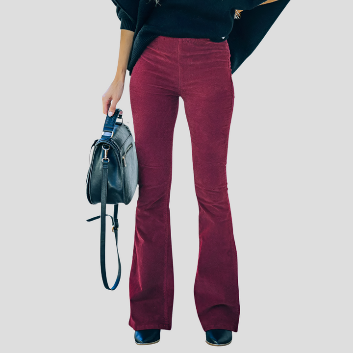 Pantaloni di velluto a coste vintage a vita alta da donna