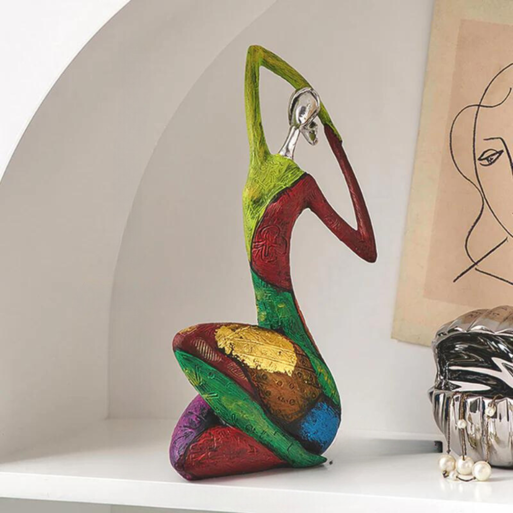 Scultura artistica moderna astratta in resina di donna