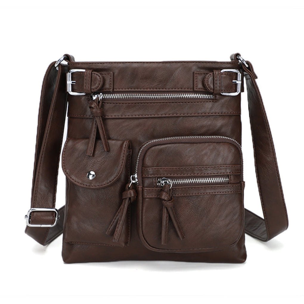 Borsa a tracolla multitasche in pelle da donna