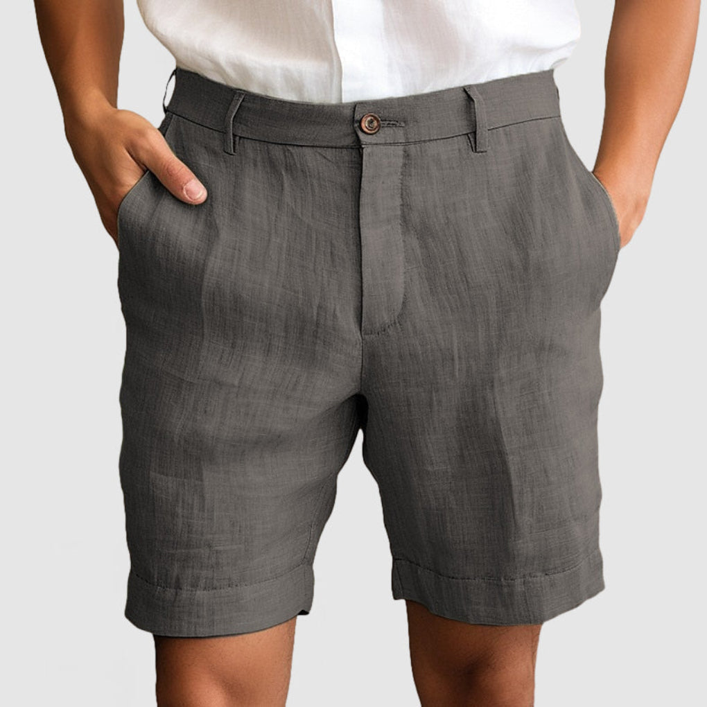 Pantaloncini casual in cotone e lino da uomo