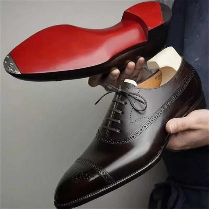 Scarpe Oxford Brogue in pelle lucida da uomo