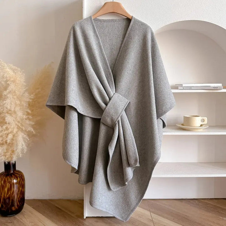 Lussuoso cappotto antivento con scialle per donna