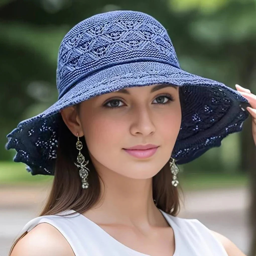 Elegante cappello da sole in pizzo per donna