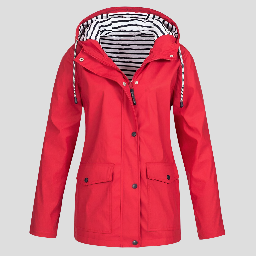 Giacca con cappuccio impermeabile e antivento da donna