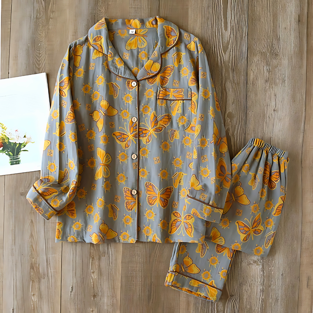 2 pezzi in cotone con stampa di farfalle