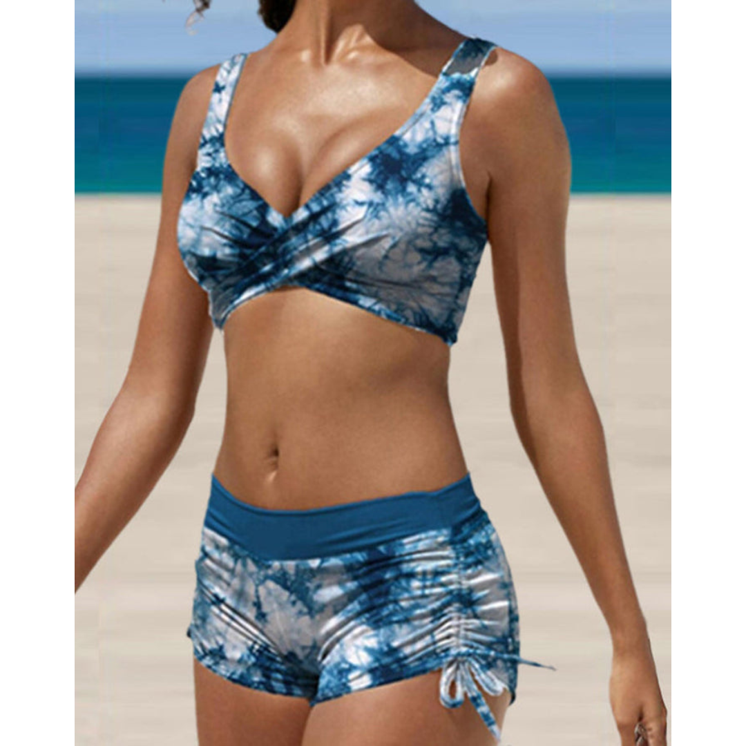 Costume da bagno donna a due pezzi stampato e regolabile