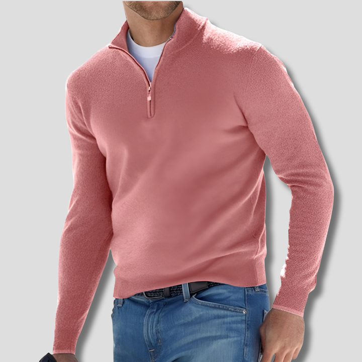 Maglione da uomo in maglia di cotone con collo con cerniera
