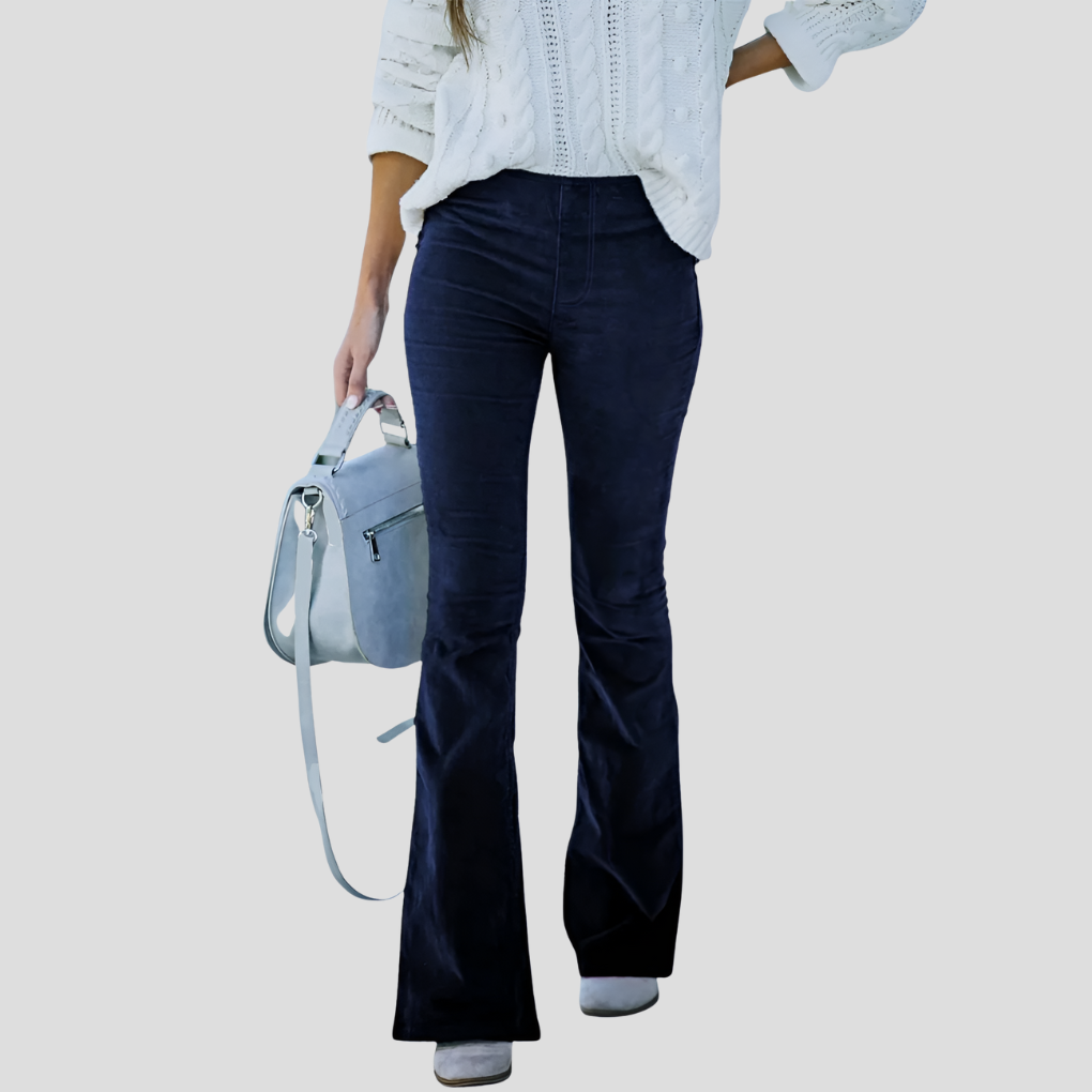 Pantaloni di velluto a coste vintage a vita alta da donna