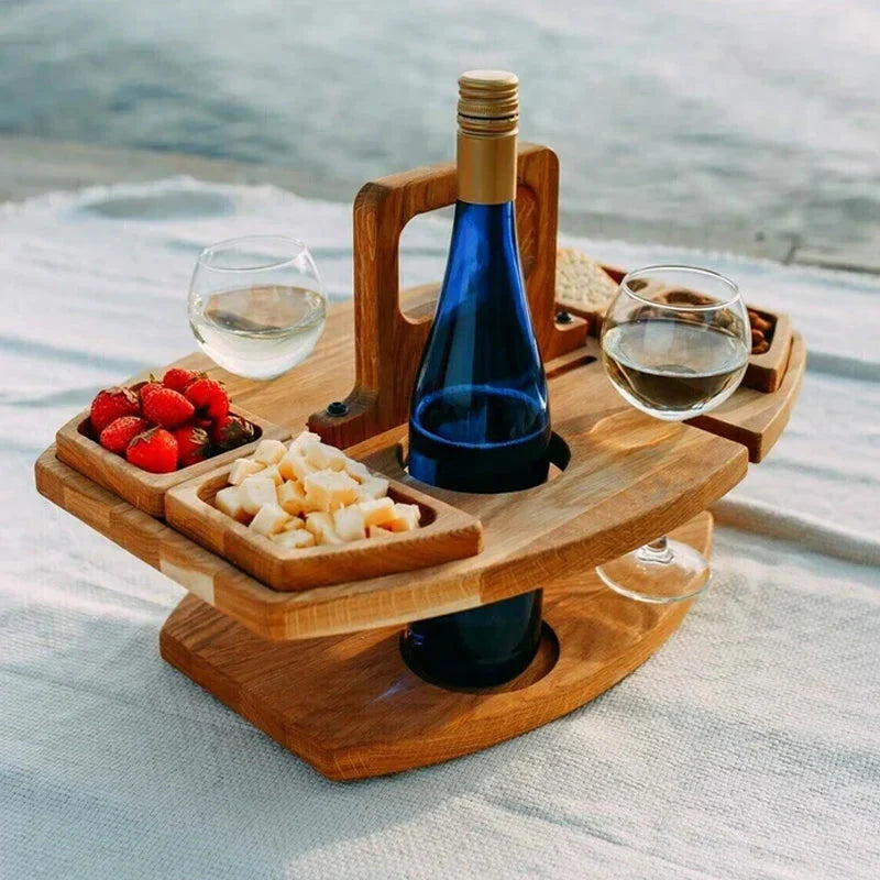 Tavolo da vino portatile in legno per picnic