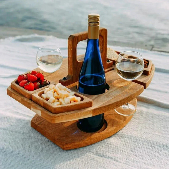 Tavolo da vino portatile in legno per picnic