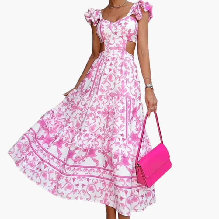 BaroccaEase - Abito A-line Donna con Dettagli Cut-out e Spalline Ruches