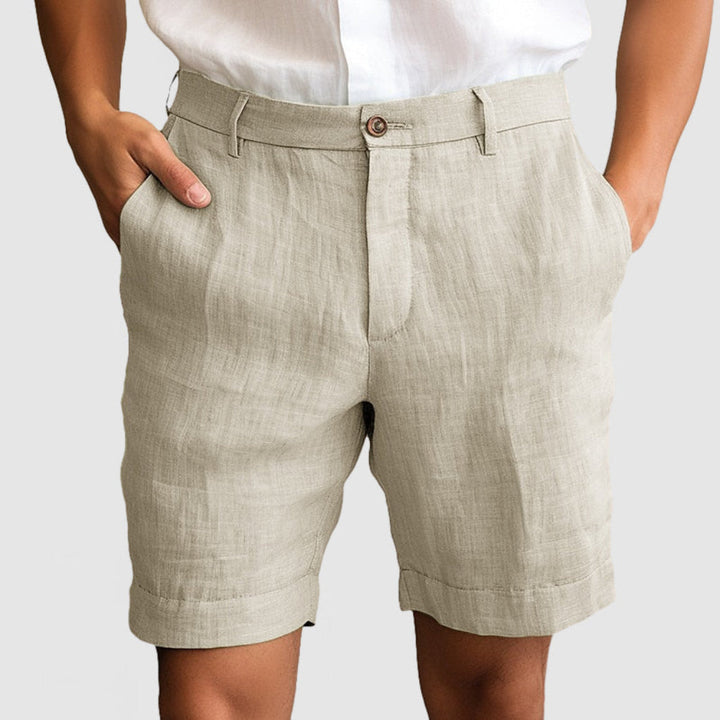 Pantaloncini casual in cotone e lino da uomo