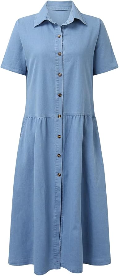 Camicia da donna in denim, abito button-down