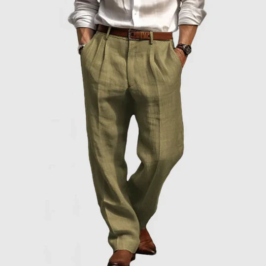 Pantaloni casual da uomo in cotone e lino
