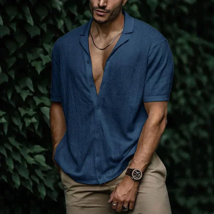 Camicia estiva da uomo in lino con chiusura a bottoni