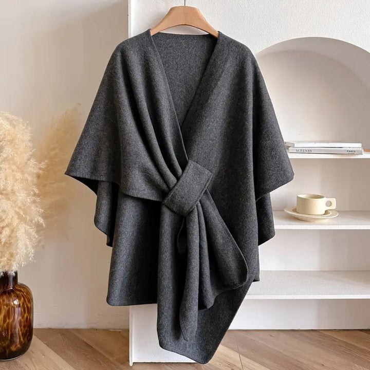 Lussuoso cappotto antivento con scialle per donna