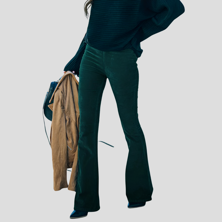 Pantaloni di velluto a coste vintage a vita alta da donna