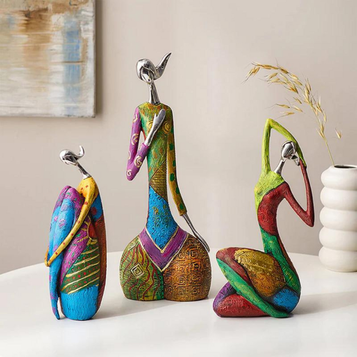 Scultura artistica moderna astratta in resina di donna