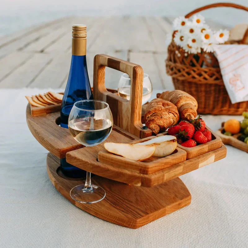 Tavolo da vino portatile in legno per picnic