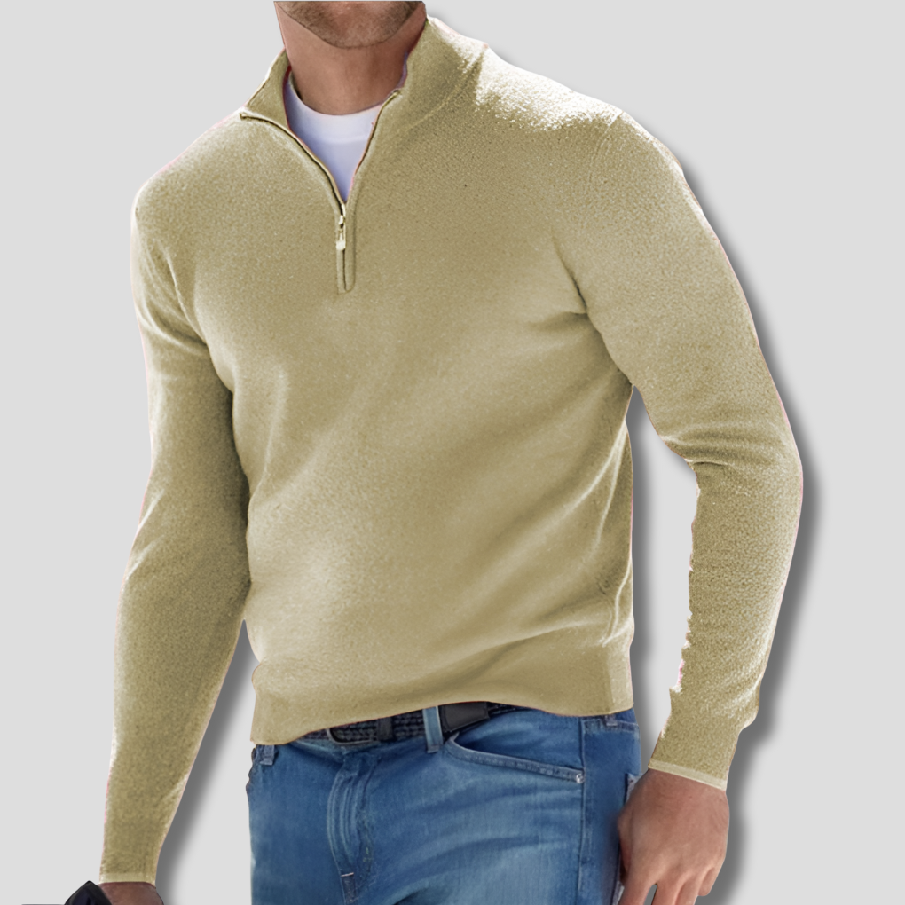 Maglione da uomo in maglia di cotone con collo con cerniera