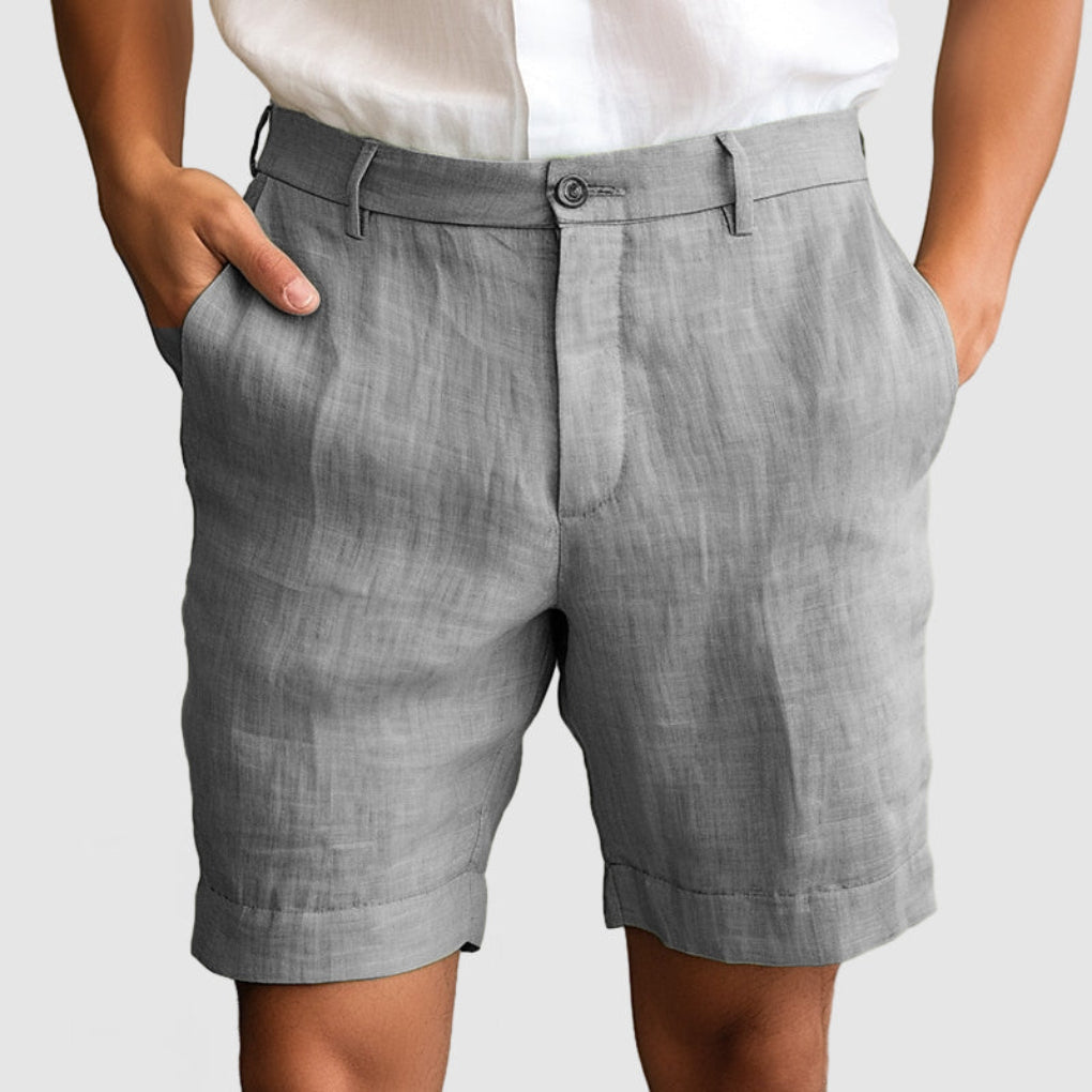 Pantaloncini casual in cotone e lino da uomo