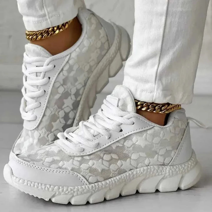Sneakers da donna traspiranti con lacci e motivo a stelle