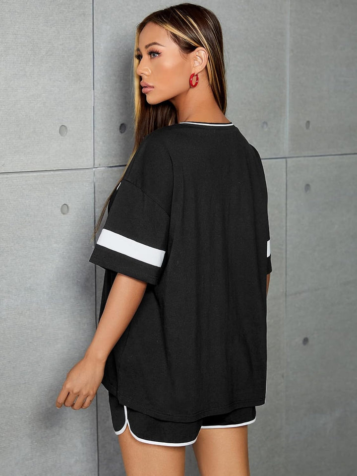 Camicia da baseball/calcio casual oversize per donna