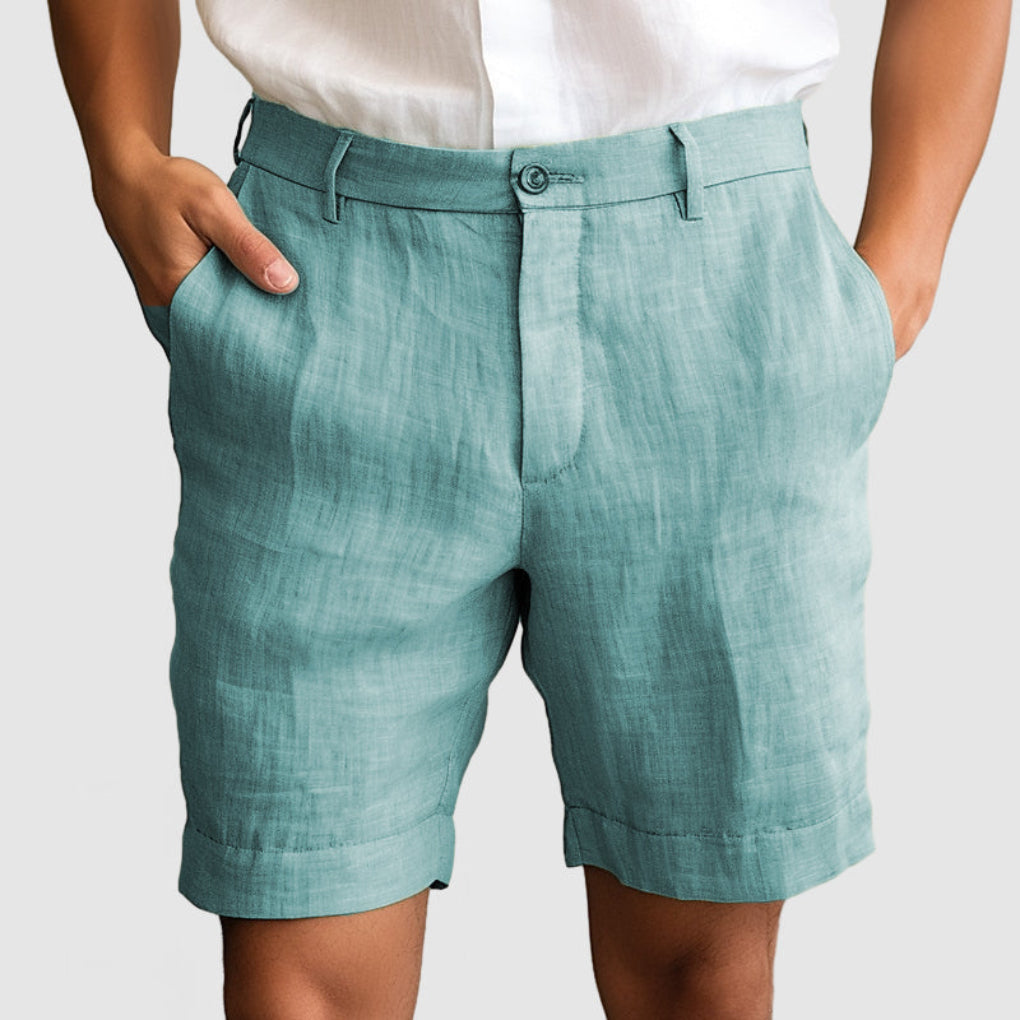 Pantaloncini casual in cotone e lino da uomo