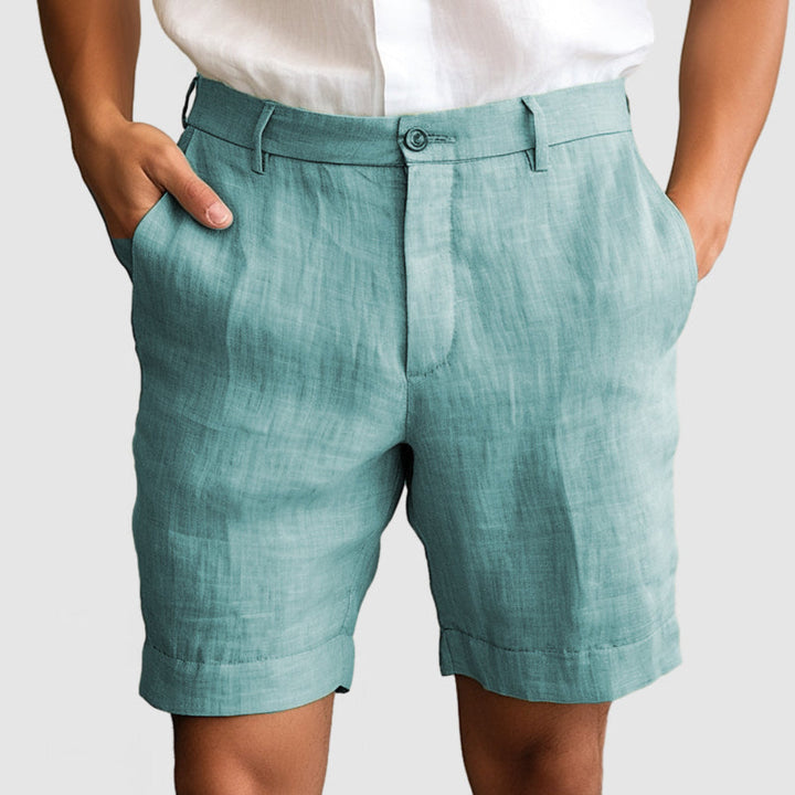 Pantaloncini casual in cotone e lino da uomo