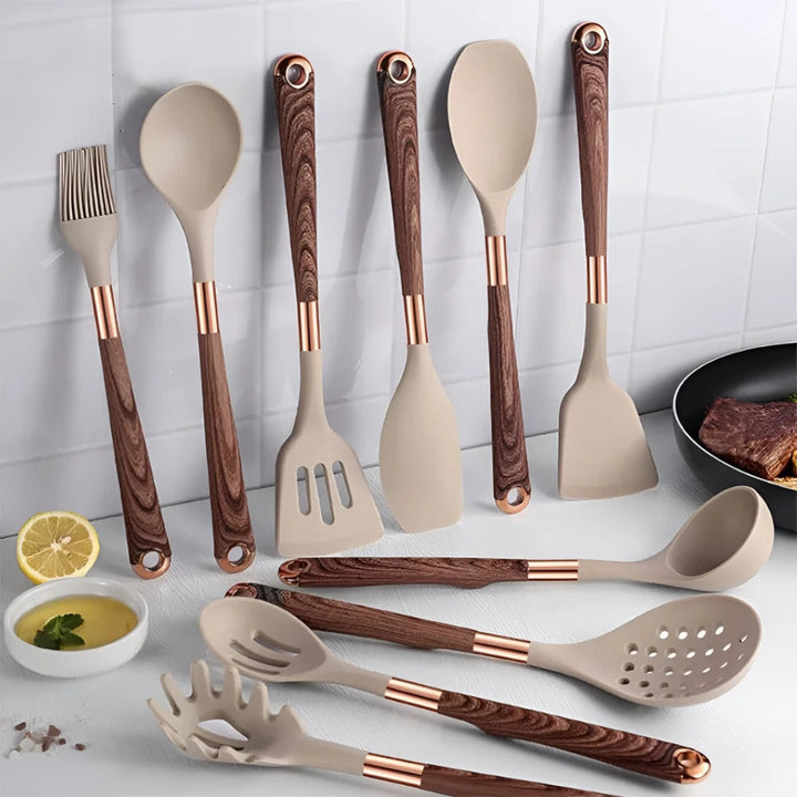 Set di utensili da cucina in silicone Luxe da 10 pezzi