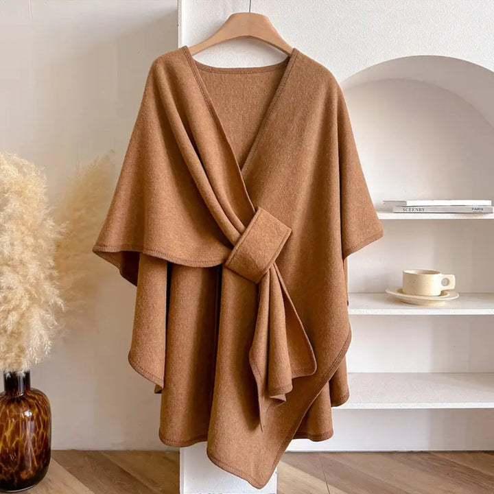 Lussuoso cappotto antivento con scialle per donna