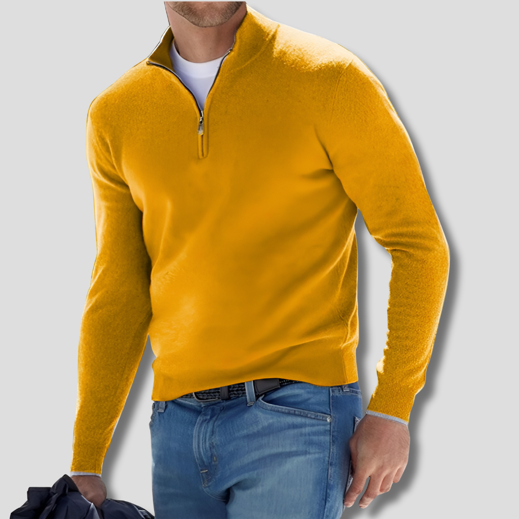 Maglione da uomo in maglia di cotone con collo con cerniera