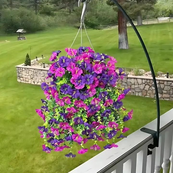 Decorazione da appendere con fiori artificiali di ipomea resistenti ai raggi UV