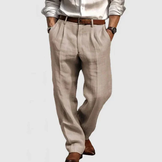 Pantaloni casual da uomo in cotone e lino