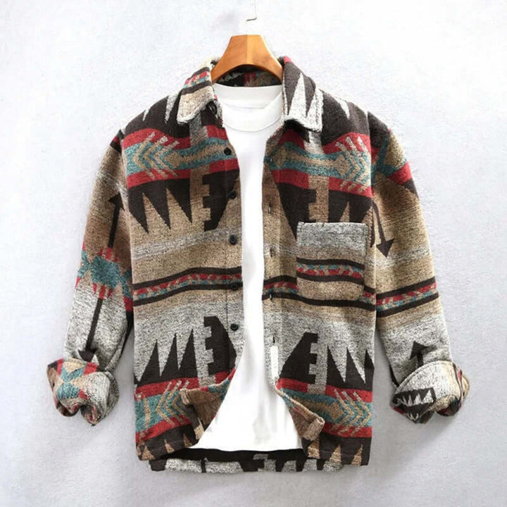 Giacca-camicia con stampa azteca del sud-ovest