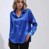 Blusa da donna in raso con maniche lunghe e vestibilità ampia