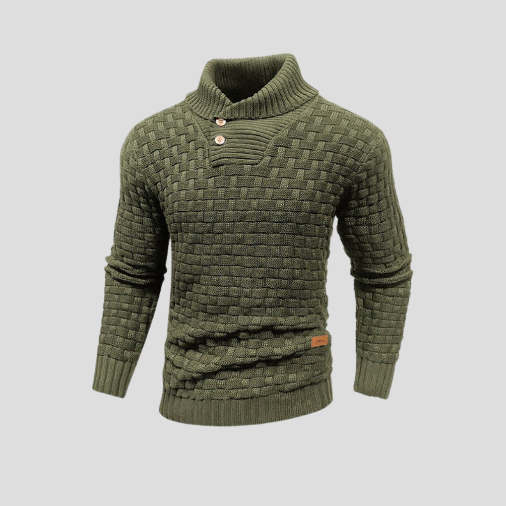 Maglione da uomo con bottoni e collo mezzo