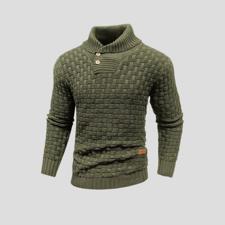 Maglione da uomo con bottoni e collo mezzo