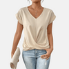 Camicetta da donna con scollo a V e orlo drappeggiato