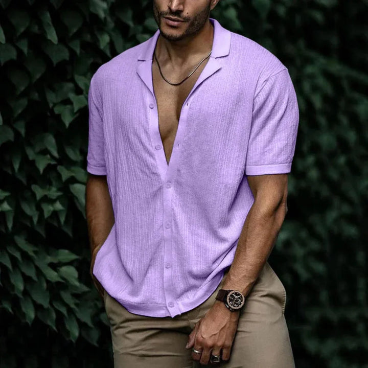 Camicia estiva da uomo in lino con chiusura a bottoni