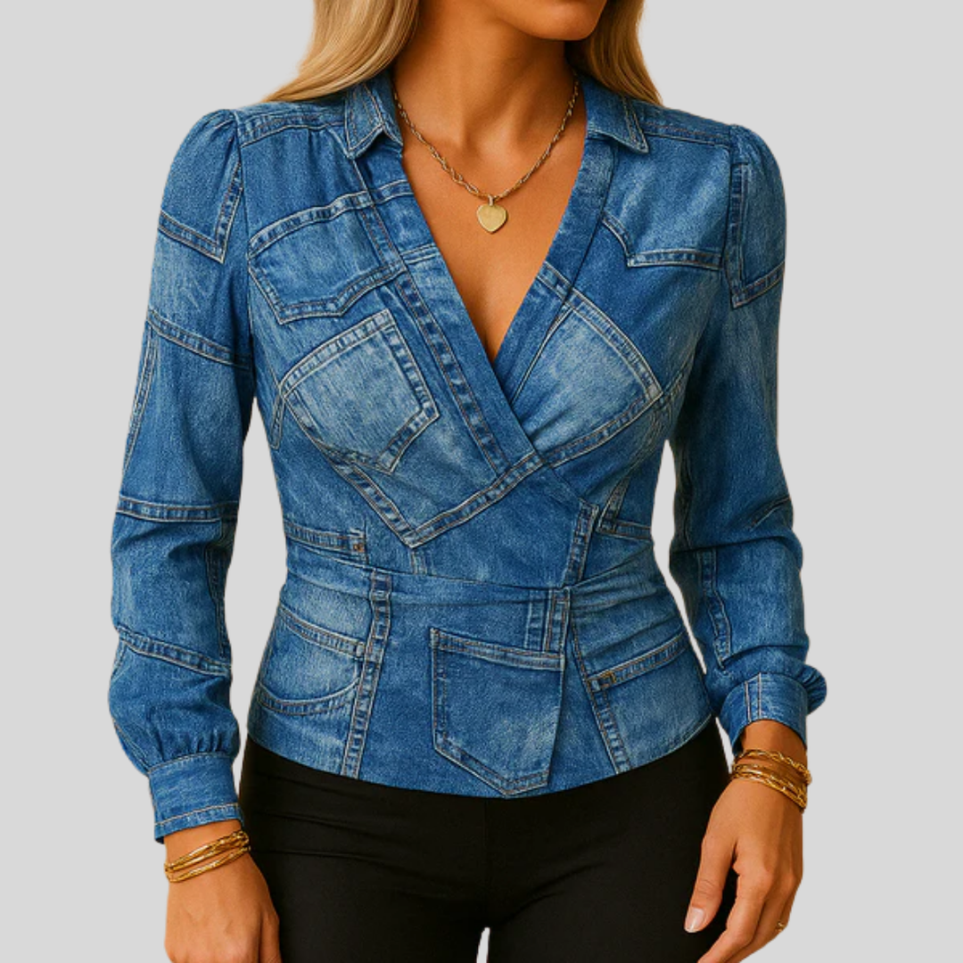 Maglia a maniche lunghe con scollo a V da donna