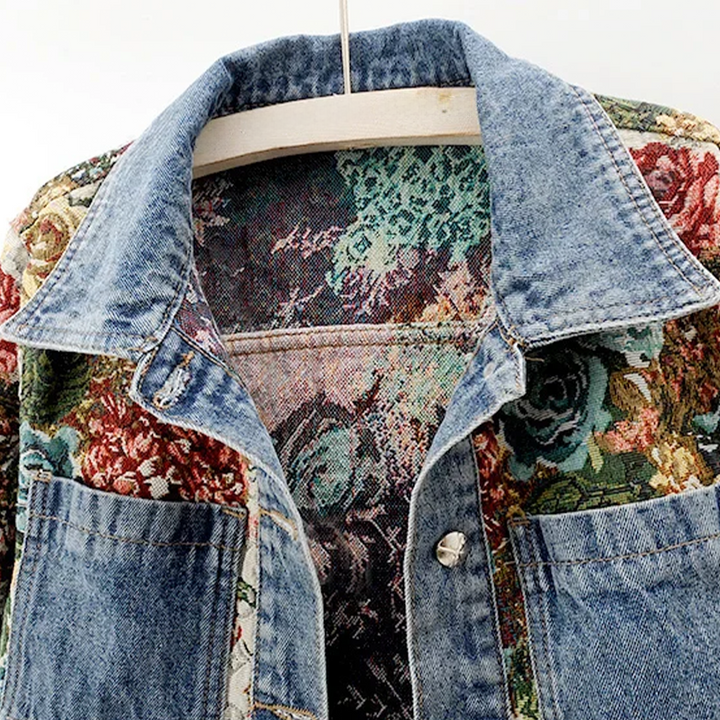 Giacca in denim floreale da donna