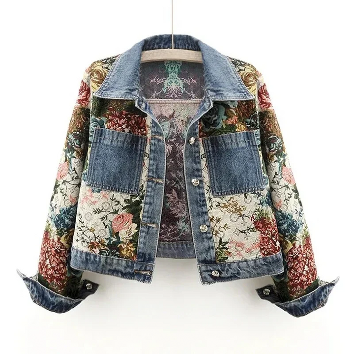 Giacca in denim floreale da donna